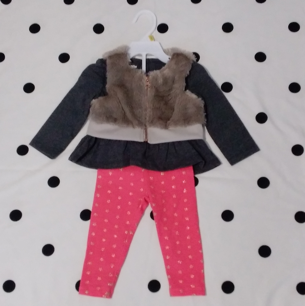 3 Piece Holiday Outfit Featuring Fur Vest
